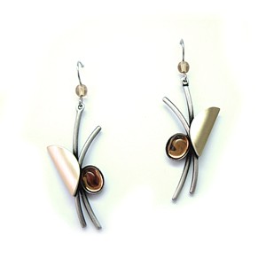 Ambertone Two-tone Curved Stick Dangle Earrings